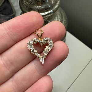 Diamond and Gold Heart Pendant Necklace